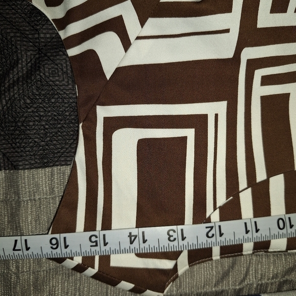 TALBOTS Petite Brown White Sleeveless Cotton Spandex Stretch Sheath Dress Size 8 - Picture 10 of 11